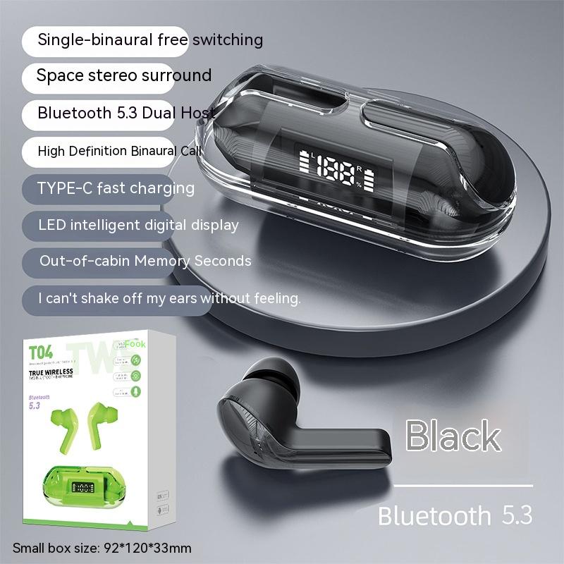 Wireless Digital Display Bilateral Stereo Transparent Bluetooth Headset