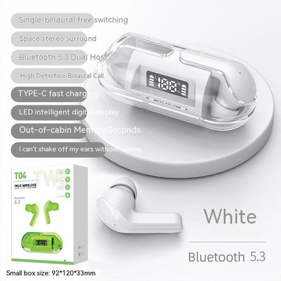 Wireless Digital Display Bilateral Stereo Transparent Bluetooth Headset
